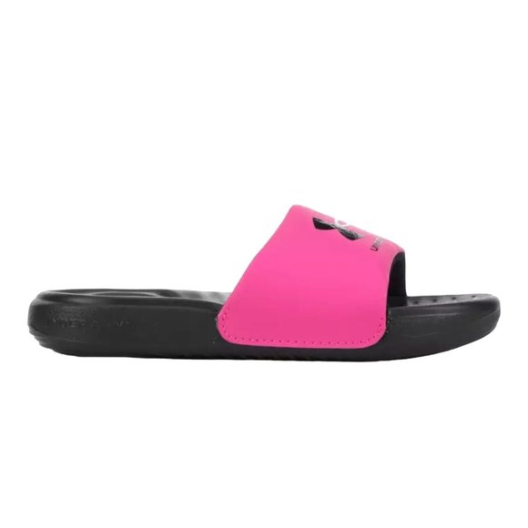 Under Armour Ansa Kids' Slide Sandals Black / Pink Surge Various Sizes - Picture 7 of 8